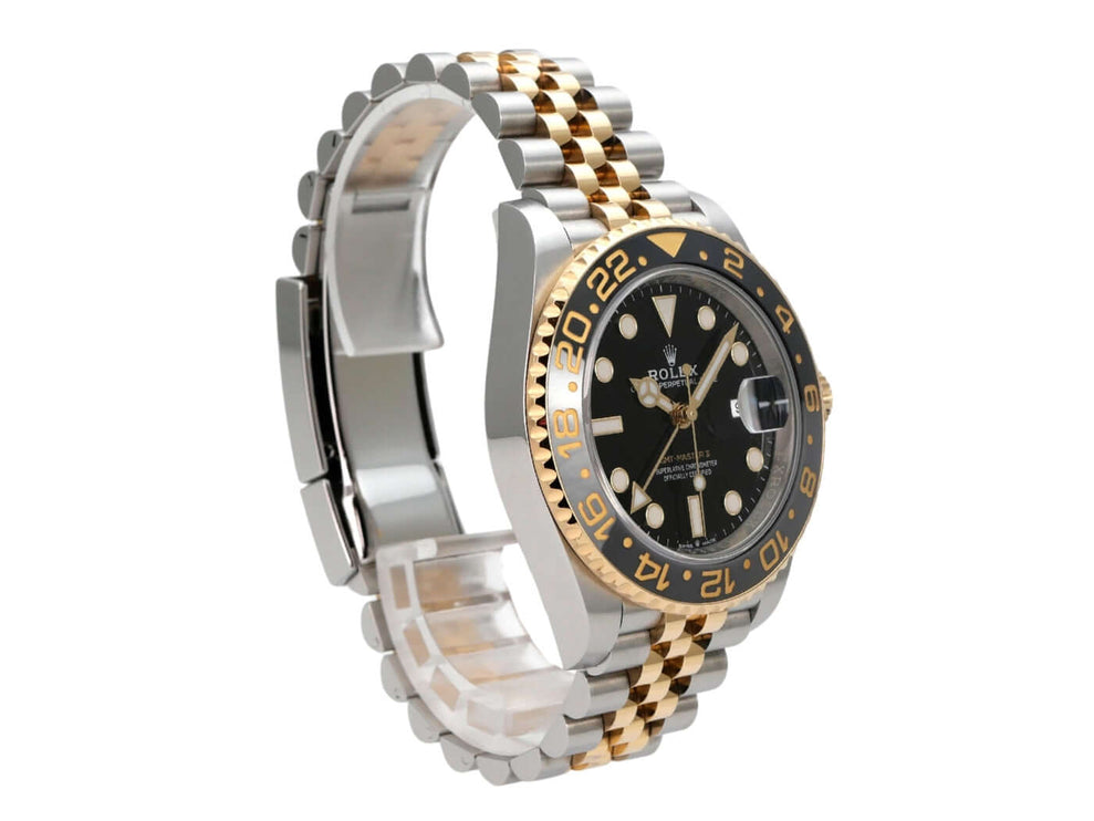 Rolex GMT-Master II Edelstahl Gelbgold 126713GRNR, schwarze Lünette, schwarzes Zifferblatt, Jubilee-Band