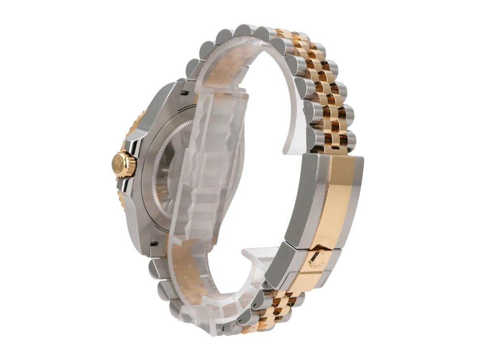 Rolex GMT-Master II Edelstahl Gelbgold 126713GRNR mit Jubiléeband und Oysterclasp von der Seite