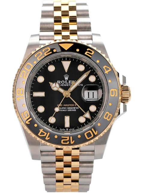 Rolex GMT-Master II Edelstahl Gelbgold 126713GRNR mit schwarzem Zifferblatt und Jubilee-Band