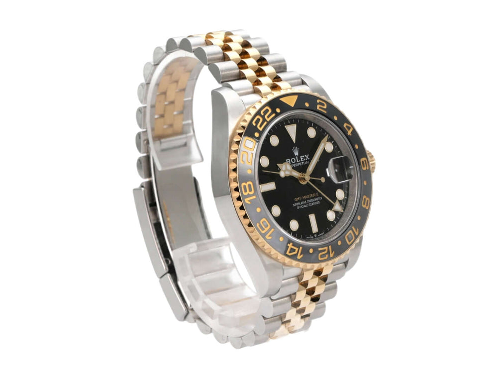 Rolex GMT-Master II Edelstahl Gelbgold 126713GRNR mit schwarzem Zifferblatt, Jubileeband und GMT-Lünette