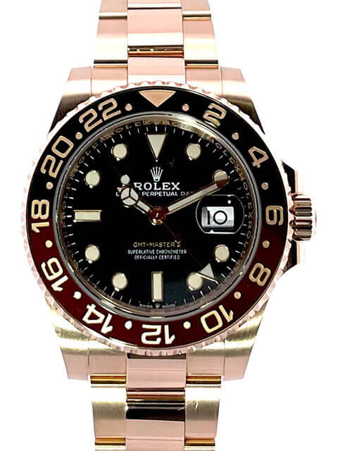 Rolex GMT-Master II Everose-Gold 126715CHNR, schwarzes Zifferblatt, poliertes und satiniertes 18 kt Everose-Gold Gehäuse und Armband