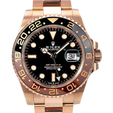 Rolex GMT-Master II Everose-Gold 126715CHNR aus 2021 mit schwarzem Zifferblatt und 18 kt Everose-Gold-Armband