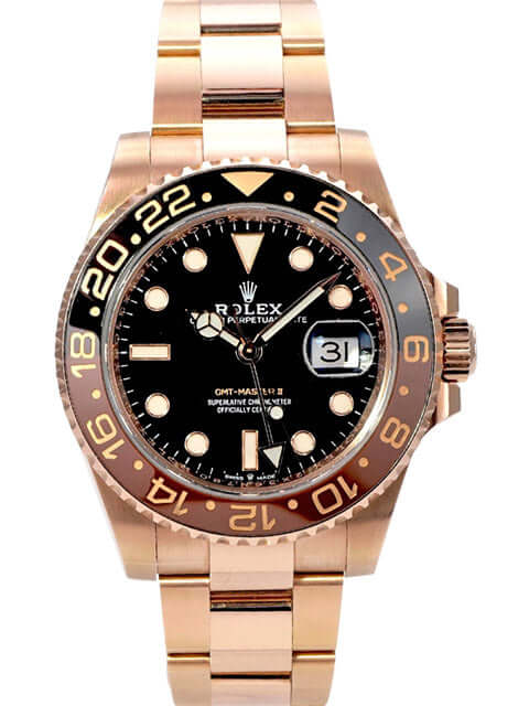 Rolex GMT-Master II Everose-Gold 126715CHNR aus 2021 mit schwarzem Zifferblatt und 18 kt Everose-Gold-Armband