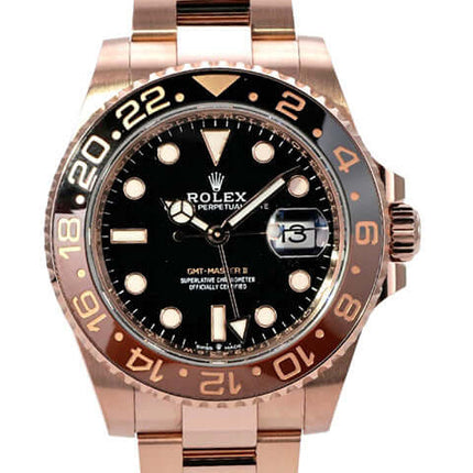 Rolex GMT-Master II Everose-Gold 126715CHNR Uhr mit schwarzem Zifferblatt und 18 kt Everose-Gold Armband.