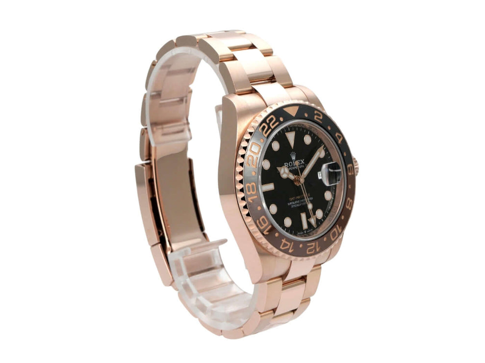 Rolex GMT-Master II Everose-Gold 126715CHNR mit schwarzem Zifferblatt und 18 kt Everose-Gold Armband.