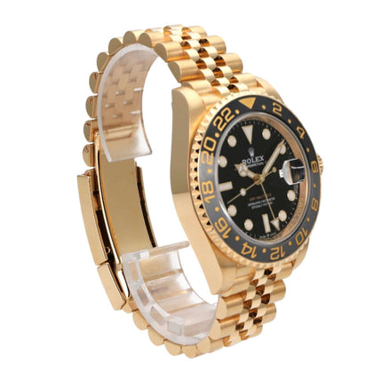 Rolex GMT-Master II Gelbgold 126718GRNR mit schwarzem Zifferblatt und 18k Gelbgold Armband