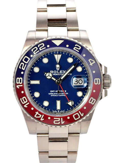 Rolex GMT Master II Weißgold 126719BLRO Blau: 18 kt Weißgold, blaues Zifferblatt, blau-rote Keramiklünette