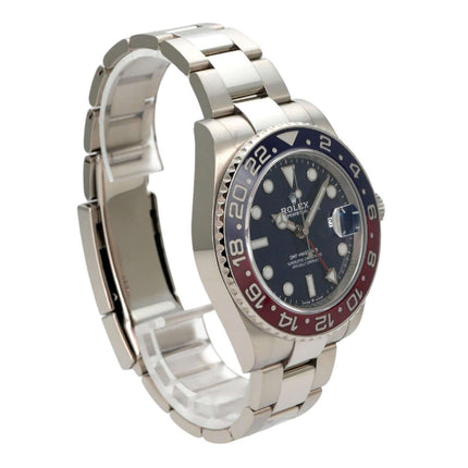 Rolex GMT Master II Weißgold 126719BLRO Blau, Luxusarmbanduhr aus 18 kt Weißgold mit blau-roter Keramiklünette