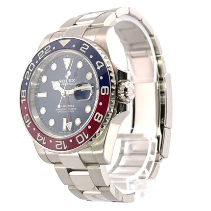 Rolex GMT-Master II Weißgold 126719BLRO Blau von 2020, 40 mm Gehäuse, blaue/rote Lünette, blaues Zifferblatt, 18 kt Weißgold Armband