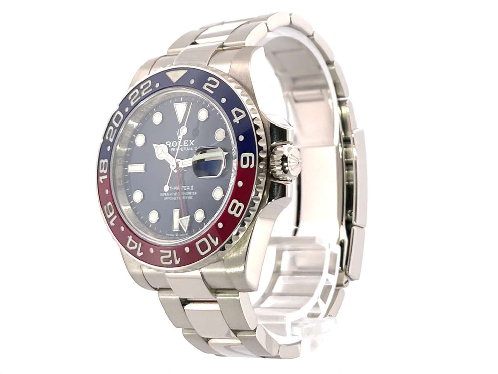 Rolex GMT-Master II Weißgold 126719BLRO Blau von 2020, 40 mm Gehäuse, blaue/rote Lünette, blaues Zifferblatt, 18 kt Weißgold Armband