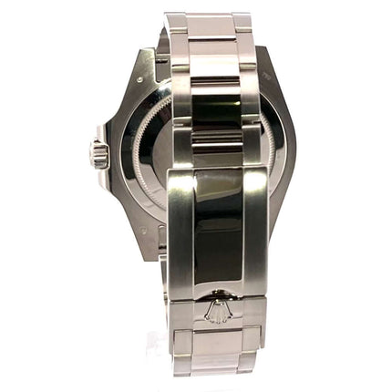 Rückansicht des Rolex GMT-Master II Weißgold 126719BLRO mit poliertem und satiniertem 18 kt Weißgoldgehäuse und Oyster-Armband.