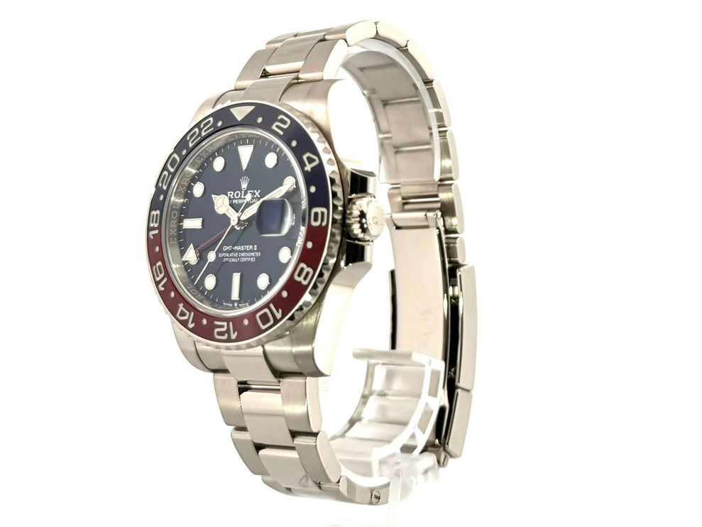 Rolex GMT Master II Weißgold 126719BLRO mit blauem Zifferblatt und blau/roter Keramik-Lünette, 18 kt Weißgold Gehäuse und Armband, Modell 2022