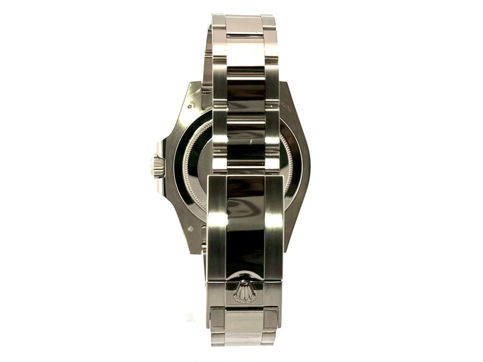 Rückansicht der Rolex GMT Master II Weißgold 126719BLRO Blau mit poliertem und satiniertem 18 kt Weißgold Oyster Armband und Sicherheitsfaltschließe