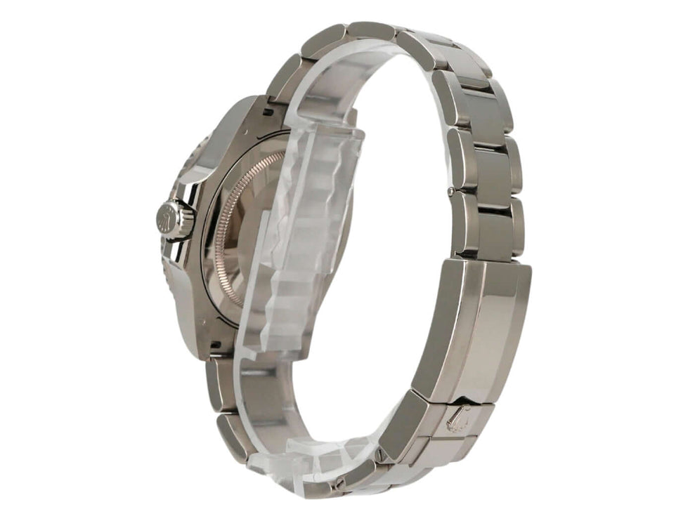Rolex GMT Master II Weißgold 126719BLRO Meteorit seitliche Ansicht des Gehäuses und Armbands aus 18 kt Weißgold.