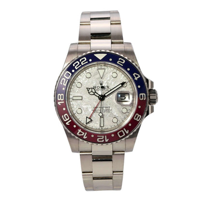 Rolex GMT-Master II Weißgold 126719BLRO Meteorit mit Meteorit Zifferblatt und 18 kt Weißgold Gehäuse.