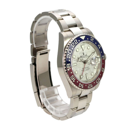 Rolex GMT-Master II Weißgold 126719BLRO Meteorit mit Meteoriten-Zifferblatt und blau-roter Keramiklünette.