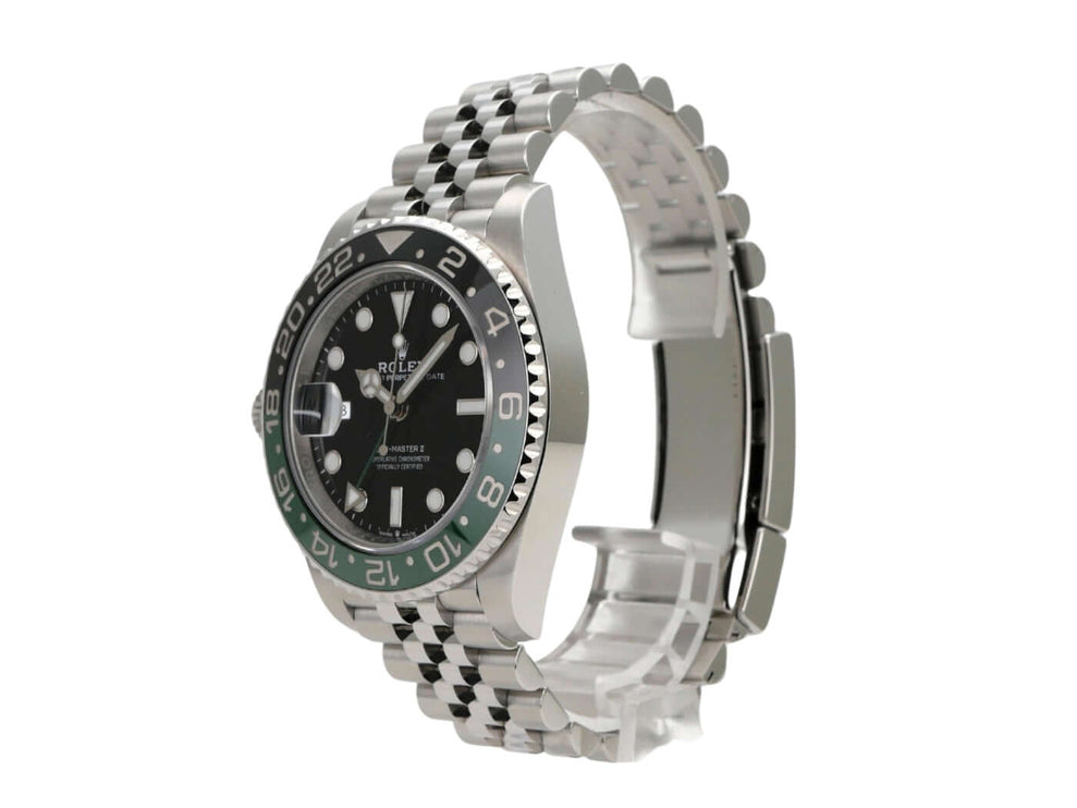 Rolex GMT-Master II Edelstahl 126720VTNR Jubile-Band mit schwarzem Zifferblatt und grün-schwarzer Lünette