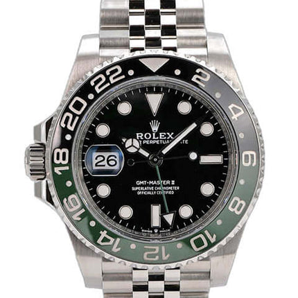 Rolex GMT-Master II Edelstahl 126720VTNR Jubile-Band mit schwarzem Zifferblatt, grün-schwarzer Keramiklünette und Jubile-Armband