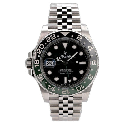 Rolex GMT-Master II Edelstahl 126720VTNR Jubile-Band mit grün-schwarzer Lünette und schwarzem Zifferblatt