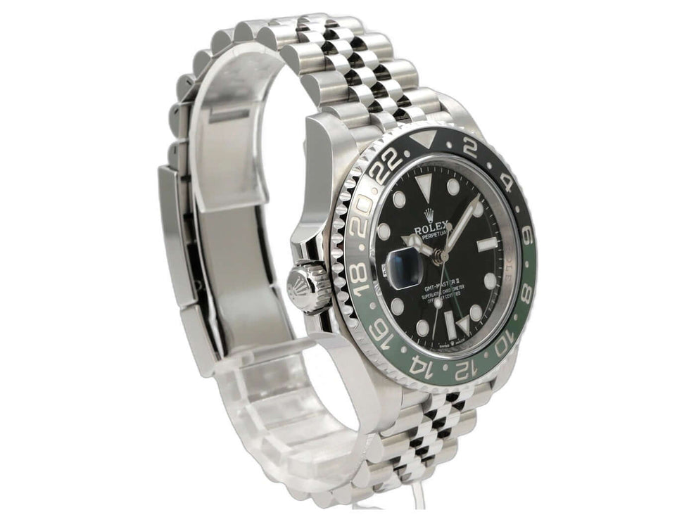 Rolex GMT-Master II Edelstahl 126720VTNR Jubile-Band mit schwarzem Zifferblatt und grün-schwarzer Lünette