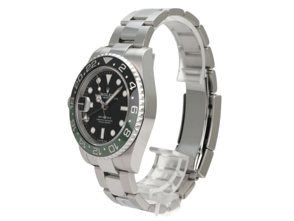 Rolex GMT-Master II Edelstahl 126720VTNR Oyster-Band, grün-schwarze Keramik-Lünette, schwarzes Zifferblatt
