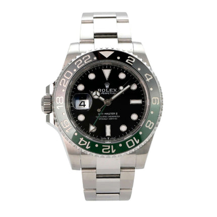 Rolex GMT-Master II Edelstahl 126720VTNR Oyster-Band mit schwarz-grüner Keramik-Lünette und schwarzem Zifferblatt