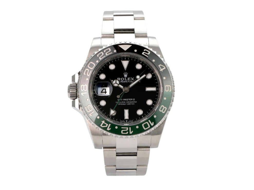Rolex GMT-Master II Edelstahl 126720VTNR Oyster-Band mit schwarz-grüner Keramik-Lünette und schwarzem Zifferblatt