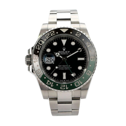 Rolex GMT-Master II Edelstahl 126720VTNR Oyster-Band mit schwarzem Zifferblatt und grün-schwarzer Lünette