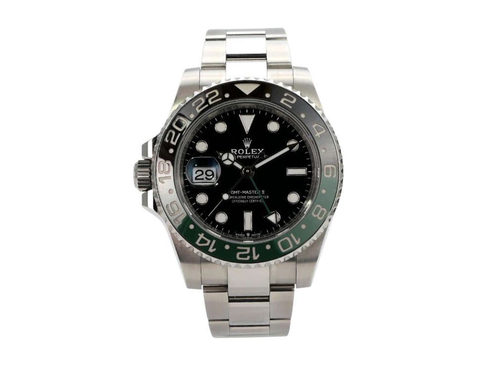 Rolex GMT-Master II Edelstahl 126720VTNR Oyster-Band mit schwarzem Zifferblatt und grün-schwarzer Lünette