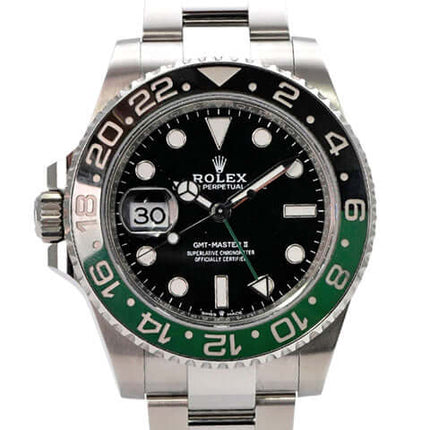 Rolex GMT-Master II Edelstahl 126720VTNR Oyster-Band, schwarzes Zifferblatt, grüne Keramikeinlage, Edelstahlarmband