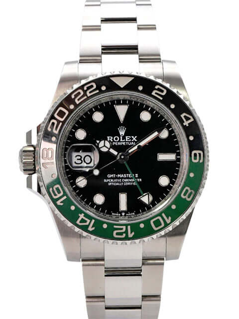 Rolex GMT-Master II Edelstahl 126720VTNR Oyster-Band, schwarzes Zifferblatt, grüne Keramikeinlage, Edelstahlarmband
