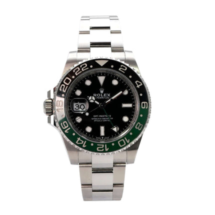 Rolex GMT-Master II Edelstahl 126720VTNR Oyster-Band mit schwarzem Zifferblatt und grün schwarzer Lünette