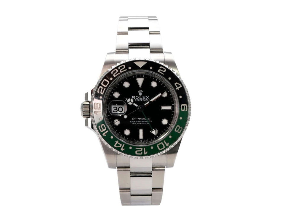 Rolex GMT-Master II Edelstahl 126720VTNR Oyster-Band mit schwarzem Zifferblatt und grün schwarzer Lünette