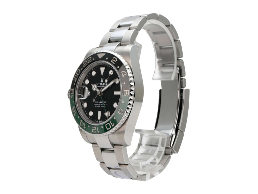 Rolex GMT-Master II Edelstahl 126720VTNR Oyster-Band mit schwarzer Zifferblatt und grün-schwarzer Lünette.