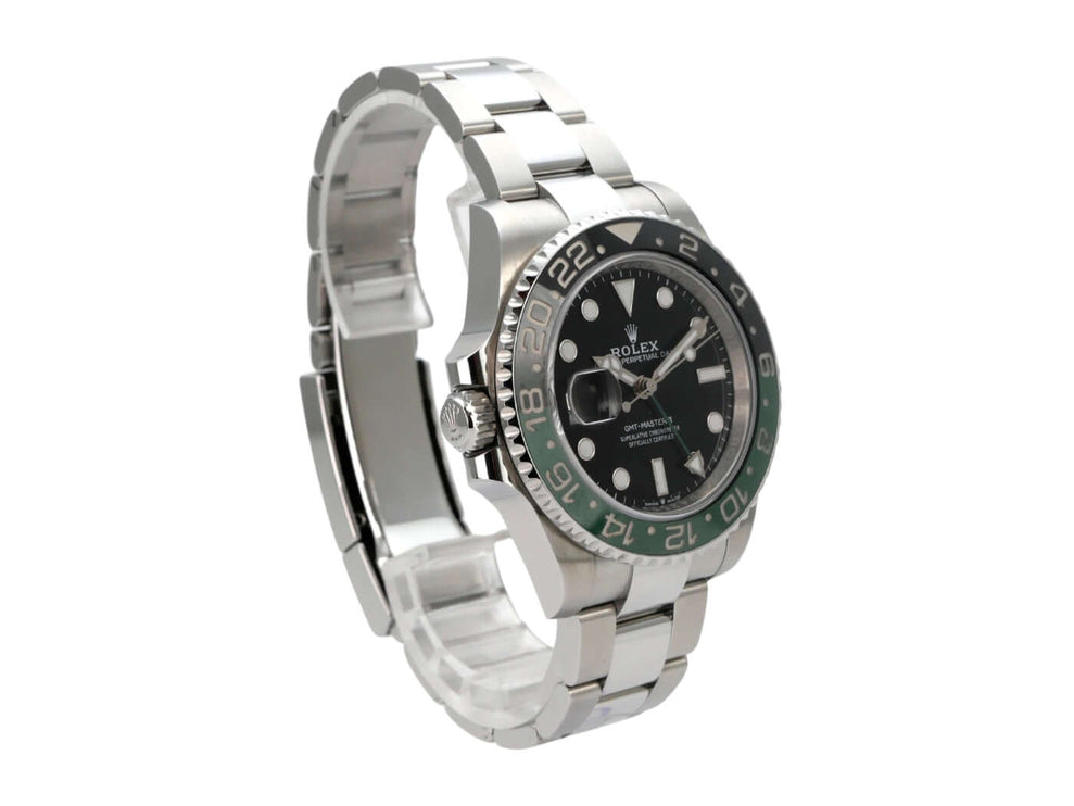 Rolex GMT-Master II Edelstahl 126720VTNR Oyster-Band auf Edelstahlarmband, schwarzes Zifferblatt und grüne Lünette