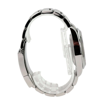 Seitenansicht der Rolex Oyster Perpetual Air-King 126900 mit poliertem Edelstahlarmband und Gehäuse