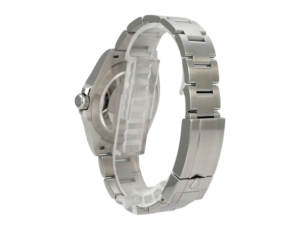 Rolex Oyster Perpetual Air-King 126900 Armband und Gehäuse aus Edelstahl, seitliche Ansicht.