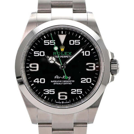 Rolex Oyster Perpetual Air-King 126900 mit schwarzem Zifferblatt und Edelstahlarmband