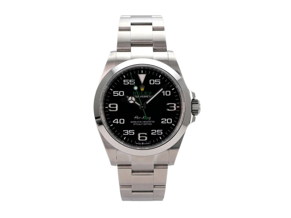 Rolex Oyster Perpetual Air-King 126900 mit schwarzem Zifferblatt und Edelstahlarmband