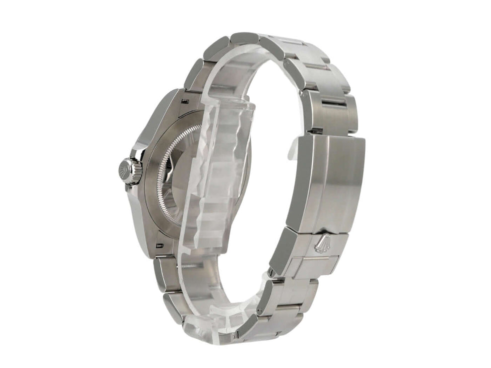 Rolex Oyster Perpetual Air-King 126900 seitliche Ansicht des Edelstahlarmbands und Gehäuses.