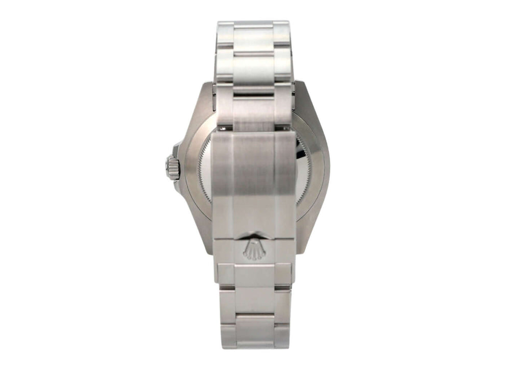Rolex Oyster Perpetual Air-King 126900 Hinteransicht mit Edelstahlarmband und Rolex Logo.