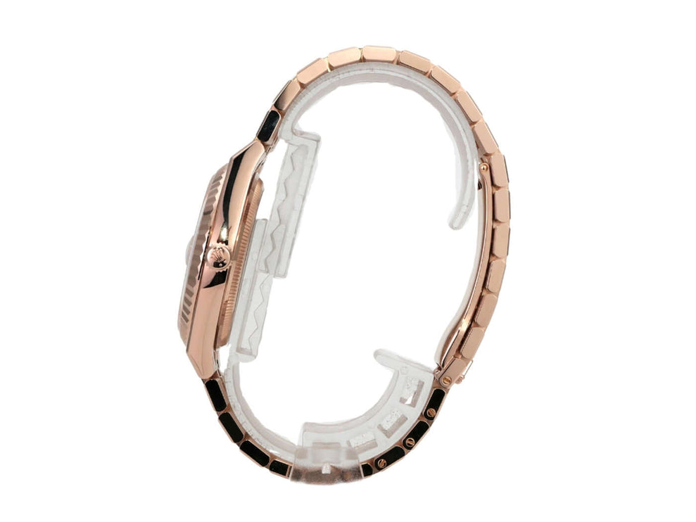 Rolex Land-Dweller 36 Everose-Gold 127235 Tiefweiß Wabe Flat Jubile-Band seitliche Ansicht des Uhrs