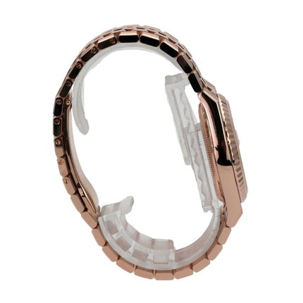 Rolex Land-Dweller 36 Everose-Gold 127235 Tiefweiß Wabe Flat Jubile-Band seitliche Ansicht des Armbands