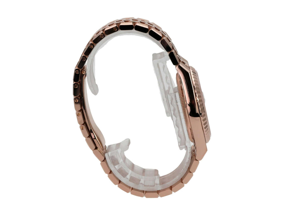 Rolex Land-Dweller 36 Everose-Gold 127235 Tiefweiß Wabe Flat Jubile-Band seitliche Ansicht des Armbands