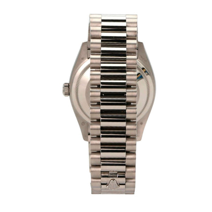 Rolex Day-Date 36 Weißgold 128239 Weiß Römisch, Ansicht des Armbands und Gehäuses von der Seite