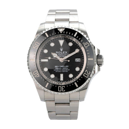 Rolex Sea-Dweller Deepsea 136660 Edelstahl-Uhr mit schwarzem Zifferblatt und Sicherheitsfaltschließe