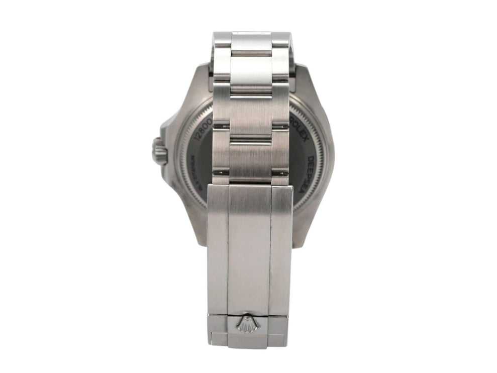 Rolex Sea-Dweller Deepsea 136660 Ansicht von hinten mit Oyster Edelstahlband und Sicherheitsfaltschließe.
