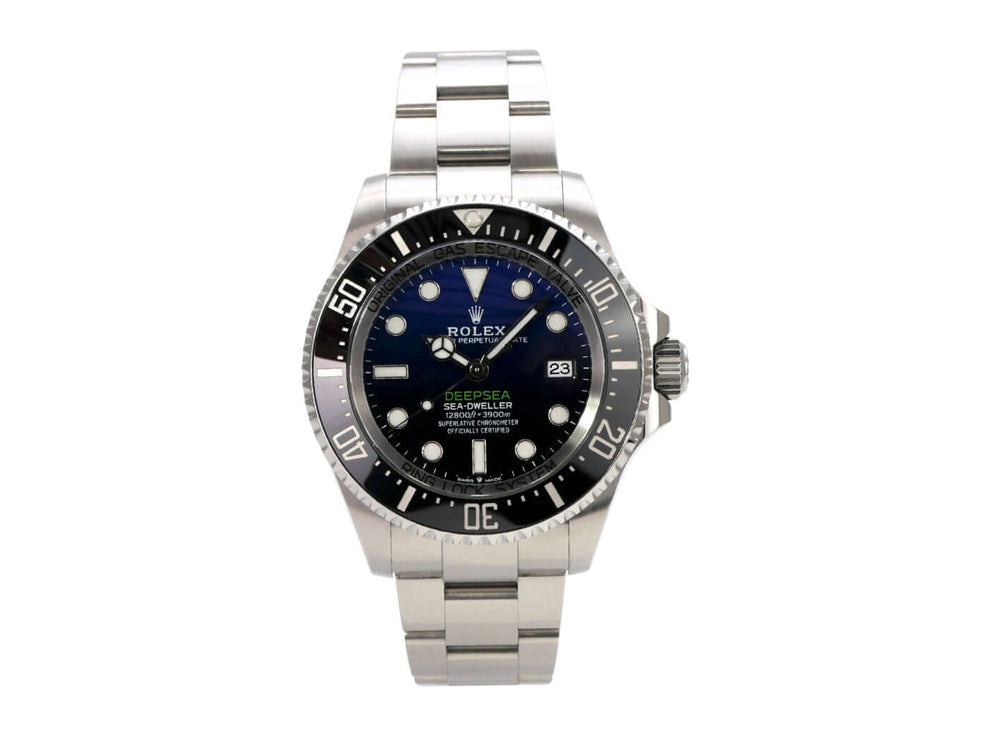 Rolex Sea-Dweller Deepsea 136660 D-Blue Uhr mit blauem Zifferblatt und Edelstahlband.