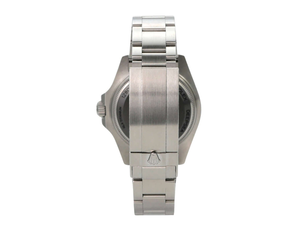 Rolex Sea-Dweller Deepsea 136660 D-Blue Ansicht der Rückseite mit Oyster Edelstahlband und Sicherheitsfaltschließe.