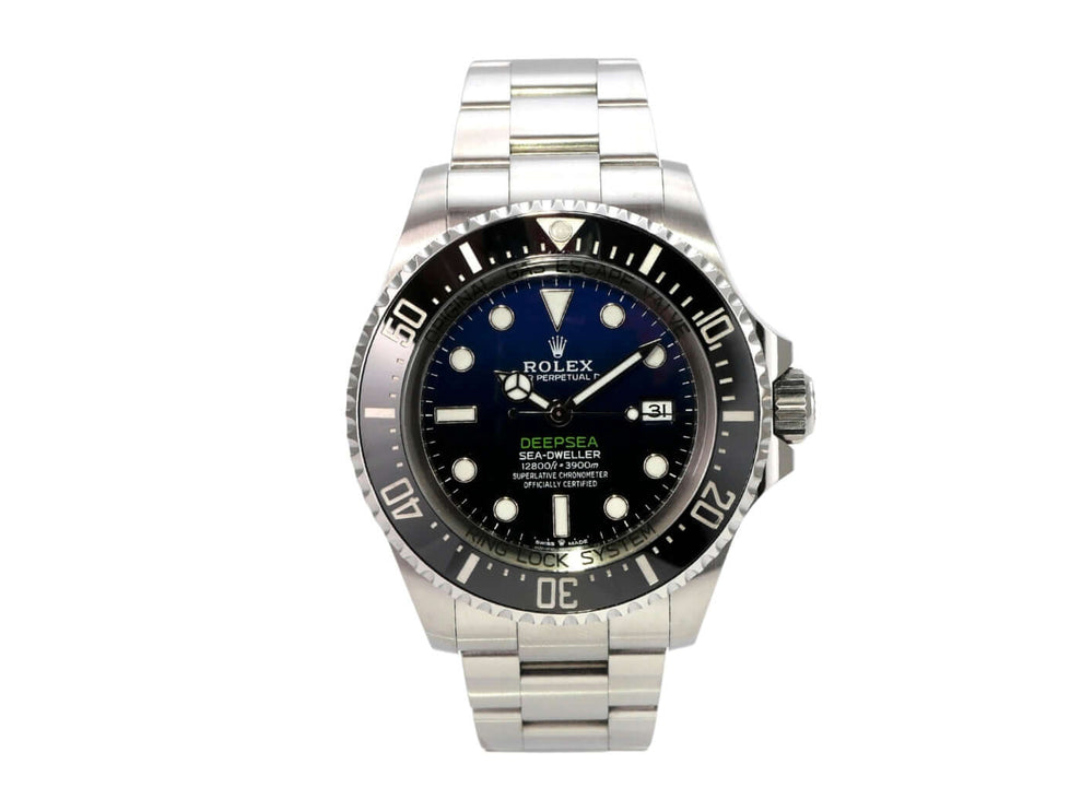 Rolex Sea-Dweller Deepsea 136660 D-Blue Edelstahl Taucheruhr mit schwarzem Zifferblatt und Oyster Armband